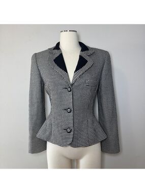 Vintage Wayne Clark  Black and White Houndstooth Blazer Size 2